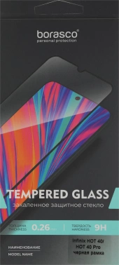 Защитное стекло для экрана BoraSCO прозрачный для Infinix Hot 40/40 Pro 2.5D антиблик. 1шт. (72511)