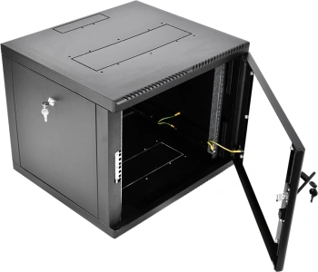 Шкаф коммутационный ЦМО (ШРН-М-9.500-9005) настенный 9U 600x520мм пер.дв.стекл 130кг черный 456мм 19.35кг 180град. 480мм IP20 сталь