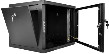 Шкаф коммутационный ЦМО (ШРН-М-9.500-9005) настенный 9U 600x520мм пер.дв.стекл 130кг черный 456мм 19.35кг 180град. 480мм IP20 сталь
