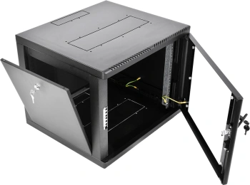 Шкаф коммутационный ЦМО (ШРН-М-9.500-9005) настенный 9U 600x520мм пер.дв.стекл 130кг черный 456мм 19.35кг 180град. 480мм IP20 сталь