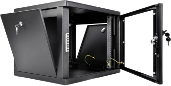 Шкаф коммутационный ЦМО (ШРН-М-9.500-9005) настенный 9U 600x520мм пер.дв.стекл 130кг черный 456мм 19.35кг 180град. 480мм IP20 сталь