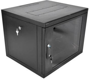 Шкаф коммутационный ЦМО (ШРН-М-9.650-9005) настенный 9U 600x650мм пер.дв.стекл 120кг черный 581мм 22.5кг 180град. 475мм IP20 металл