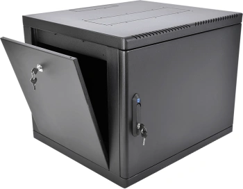 Шкаф коммутационный ЦМО (ШРН-М-9.650.1-9005) настенный 9U 600x650мм пер.дв.металл направл.под закл.гайки 120кг черный 581мм 22кг 180град. 480мм IP20 сталь