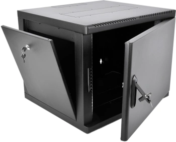 Шкаф коммутационный ЦМО (ШРН-М-9.650.1-9005) настенный 9U 600x650мм пер.дв.металл направл.под закл.гайки 120кг черный 581мм 22кг 180град. 480мм IP20 сталь