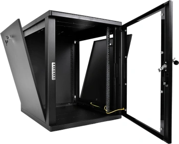 Шкаф коммутационный ЦМО (ШРН-М-12.500-9005) настенный 12U 600x520мм пер.дв.стекл 130кг черный 456мм 21.6кг 180град. 610мм IP20 сталь