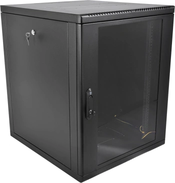 Шкаф коммутационный ЦМО (ШРН-М-12.650-9005) настенный 12U 600x650мм пер.дв.стекл 120кг черный 581мм 25.1кг 180град. 610мм IP20 металл