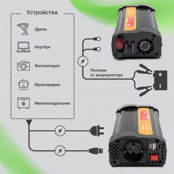 Автоинвертор Digma AI600-12W