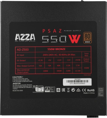Блок питания Azza ATX 550W PSAZ-550W