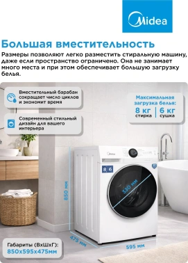 Стиральная машина Midea MF200D80WBS/W-RU