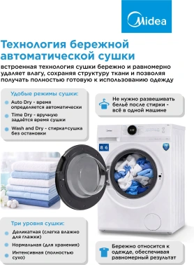 Стиральная машина Midea MF200D80WBS/W-RU