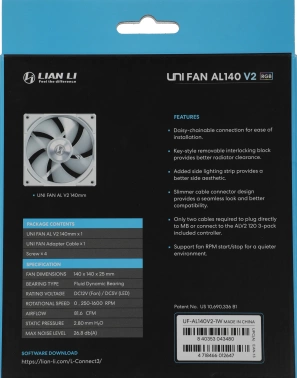 Вентилятор для корпуса Lian-Li  Uni Fan ALV2 140 V2