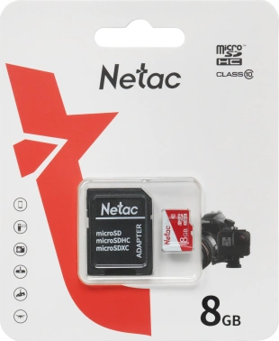 Флеш карта microSDHC 8GB Netac  NT02P500ECO-008G-R