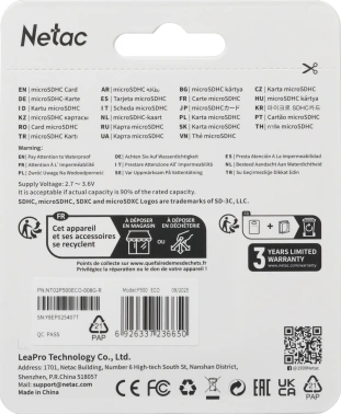Флеш карта microSDHC 8GB Netac  NT02P500ECO-008G-R