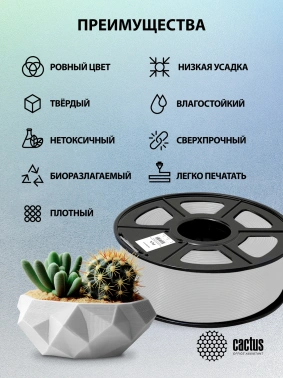 Пластик для принтера 3D Cactus CS-3D-PLA-1KG-SILVER