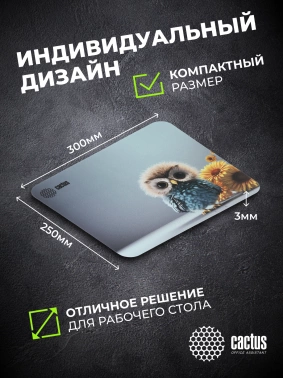 Коврик для мыши Cactus Owl gray