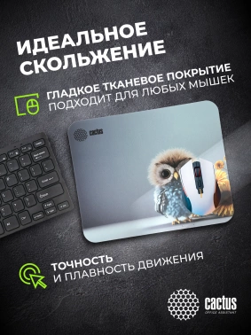 Коврик для мыши Cactus Owl gray