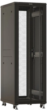 Шкаф серверный Hyperline (TTBR-4261-DD-RAL9004) напольный 42U 600x1000мм пер.дв.перфор.2ств. задн.дв.перфор.2-хст. 2 бок.пан. направл.под закл.гайки 800кг черный 910мм 122.2кг 2055мм IP20 сталь