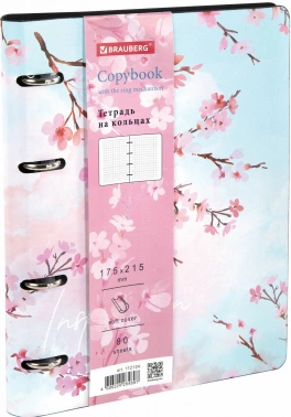 Тетрадь на кольцах Brauberg 112124 80л. клет. A5 экокожа кольца