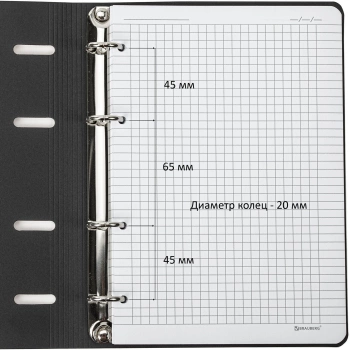 Тетрадь на кольцах Brauberg 112124 80л. клет. A5 экокожа кольца