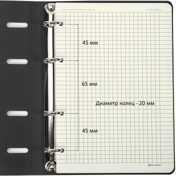 Тетрадь на кольцах Brauberg 112130 80л. клет. A5 180х220 Avocado 1диз. экокожа тиснен.ф. кольца