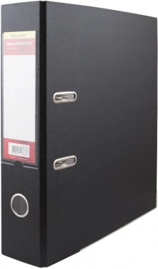 Папка-регистратор Silwerhof A4 75мм ПВХ/бумага черный мет.окант. сборная (упак.:2шт)