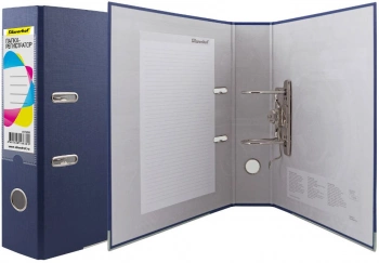 Папка-регистратор Silwerhof A4 75мм ПВХ/бумага синий мет.окант. сборная (упак.:2шт)