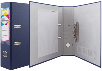 Папка-регистратор Silwerhof A4 75мм ПВХ/бумага синий без. окант. сборная (упак.:2шт)