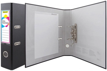 Папка-регистратор Silwerhof A4 75мм ПВХ/бумага черный без. окант. сборная (упак.:2шт)