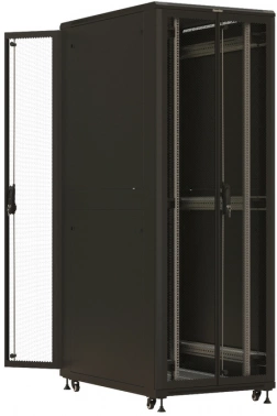Шкаф коммутационный Hyperline (TTBR-4781-DD-RAL9004) напольный 47U 800x1000мм пер.дв.перфор. задн.дв.перфор. 2 бок.пан. 1000кг черный 910мм 153.3кг 2277мм IP20 сталь