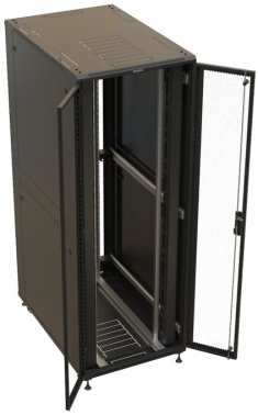 Шкаф коммутационный Hyperline (TTBR-4781-DD-RAL9004) напольный 47U 800x1000мм пер.дв.перфор. задн.дв.перфор. 2 бок.пан. 1000кг черный 910мм 153.3кг 2277мм IP20 сталь