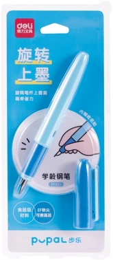 Ручка перьев. Deli Pupal (SF321BLUE) синий EF син. черн. блистер стираемая