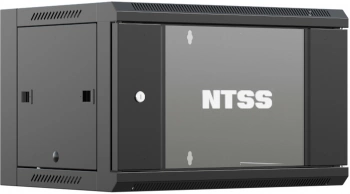 Шкаф коммутационный NTSS (NTSS-W9U6060GS-BL) настенный 9U 570x600мм пер.дв.стекл 60кг черный 500мм 22кг 220град. 500мм IP20 сталь