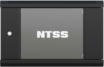 Шкаф коммутационный NTSS (NTSS-W9U6060GS-BL) настенный 9U 570x600мм пер.дв.стекл 60кг черный 500мм 22кг 220град. 500мм IP20 сталь