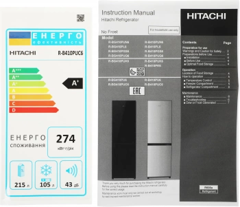 Холодильник Hitachi R-B410PUC6 PSV