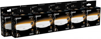 Лампа светодиодная Gauss 8Вт цок.:GX53 таблетка 220B св.свеч.бел.теп. Tablet (упак.:10шт) (108008108)