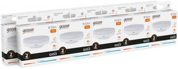 Лампа светодиодная Gauss 11Вт цок.:GX53 таблетка 220B св.свеч.бел.теп. Tablet (упак.:10шт) (83811)