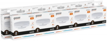 Лампа светодиодная Gauss Elementary 13Вт цок.:GX53 таблетка 220B св.свеч.бел.теп. Tablet (упак.:10шт) (83813)