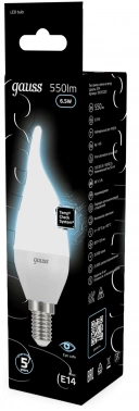 Лампа светодиодная Gauss 6.5Вт цок.:E14 свеча 220B св.свеч.бел.нейт. (упак.:10шт) (104101207)