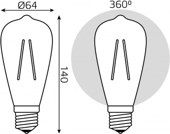 Лампа филам. Gauss Filament  ST64