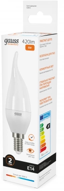 Лампа светодиодная Gauss Elementary 6Вт цок.:E14 свеча 220B св.свеч.бел.теп. (упак.:10шт) (34116)