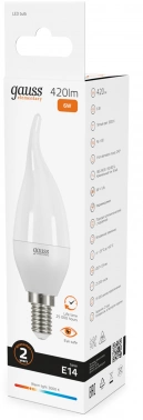Лампа светодиодная Gauss Elementary 6Вт цок.:E14 свеча 220B св.свеч.бел.теп. (упак.:10шт) (34116)