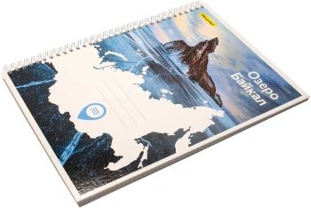 Блокнот Silwerhof КООРДИНАТЫ РОССИИ A4 обложка картон 80л клетка гребень Озеро Байкал