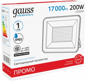 Прожектор уличный Gauss Elementary  613100200P