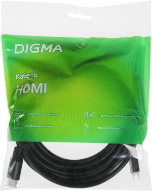 Кабель аудио-видео Digma HDMI (m)/HDMI (m) 5м. феррит.кольца позолоч.конт. черный (D-HDMI-V2.1-5M)