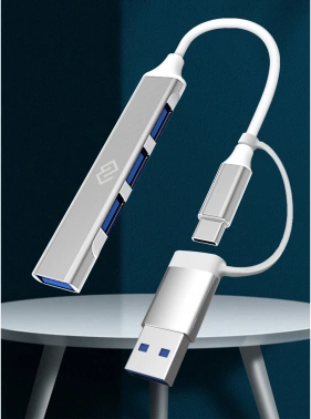 Разветвитель USB-C + USB-A Digma DHUB-4USB-AC-3.0