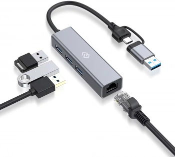 Разветвитель USB-C + USB-A Digma DHUB-LAN-4port
