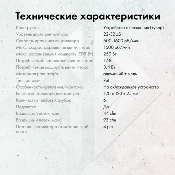 Устройство охлаждения(кулер) GMNG GG-CPC250-1