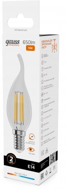 Лампа филам. Gauss Filament 10Вт цок.:E14 свеча 220B св.свеч.бел.теп. (упак.:10шт) (42110)