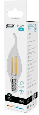 Лампа филам. Gauss Filament 8Вт цок.:E14 свеча 220B св.свеч.бел.нейт. (упак.:10шт) (42128)