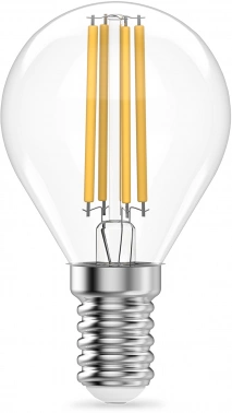 Лампа филам. Gauss Filament 8Вт цок.:E14 шар 220B св.свеч.бел.теп. (упак.:10шт) (52118)